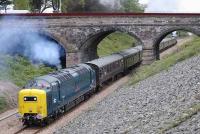 Deltic 55022 <I>Royal Scots Grey</I> at the rear of one of the <I>Alloa Reopening</I> specials leaving Alloa for Stirling on 15 May 2008.<br><br>[Bill Roberton 15/05/2008]