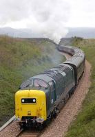 The <I>Alloa-Stirling special</I> empty stock at Kilbagie on 15 May.<br><br>[Bill Roberton 15/05/2008]