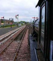 View from footplate of 61994 after arrival from Alloa showing Stirling semaphores. Access by kind permission of John Cameron.<br><br>[John Robin 15/05/2008]