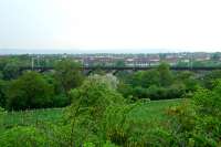 View looking west to the Braidhurst Viaduct on the Motherwell Deviation. The deviation runs from Jerviston Junction (New) south to Lesmahagow Junction and allowed northbound mineral trains coming off the Lesmahagow Lines (which served many collieries) to run north to various ironworks in Coatbridge without the need to reverse twice in the Motherwell area. This also allowed a single Motherwell station serving all lines to be established at Lesmahagow Junction. Both line and station remain open today.<br><br>[Ewan Crawford 10/05/2008]