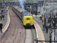 55022 <i>Royal Scots Grey</i> with 61994 <i>The Great Marquess</i> at Stirling met by many well-wishers on 15/05/2008 the day the first passenger train ran on the Stirling-Alloa-Kincardine line after re-opening. This was the 14.20 back to Alloa.<br><br>[Mark Poustie 15/05/2008]