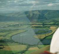 View of Alloa swing bridge from the air looking north in 1969.<br><br>[John Robin 23/08/1969]