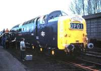 Deltic No 9000 <I>Royal Scots Grey</I> standing on display at Inveralmond in April 1985.<br><br>[David Panton /04/1985]