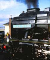 A2 Pacific 60532 <I>Blue Peter</I> stands at Boness during an SRPS Open Day in October 1993.<br><br>[Peter Todd /10/1993]