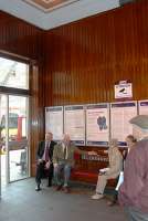 The booking office at Helensburgh Central station now sports a refurbished bench. This was unveiled by John Johnston, director of the Helensburgh Heritage Trust, to celebrate the 150th anniversary of the opening of the line to Helensburgh.<br><br>[Ewan Crawford 28/05/2008]