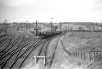 A2 Pacific 60527 <I>Sun Chariot</I> brings the 1240 Aberdeen - Edinburgh Waverley train through Inverkeithing Central Junction on 13 June 1959.<br><br>[Robin Barbour Collection (Courtesy Bruce McCartney) 13/06/1959]