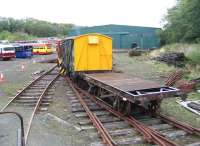 Footplate view from 251 of the Fowler diesel (ex-Texaco Granton) propelling 2 wagons, including a newly aquired Palvan which arrived recently from Dolphinton. [See image 2631]<br><br>[Grant Robertson 18/05/2008]