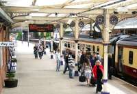 The 1303 Glasgow Central - Carlisle service stops at Dumfries on 20 May.<br><br>[John Furnevel 20/05/2008]