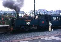 No 6 <I>Llywelyn</I> stands at Aberystwyth in July 1976 with the 1400 train to Devils Bridge. <br><br>[Ian Dinmore 12/07/1976]