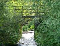 Old bridge over the River Eden at Gateside, the line closed to all traffic circa 1966. The wooden balustrades denote a modern footpath along this former single track line. Access from Gateside Mills.<br><br>[Brian Forbes 03/06/2008]