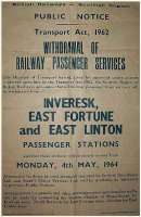 Closure notice, Inveresk, East Fortune and East Linton, 4 May 1964.<br><br>[David Panton 04/05/1964]