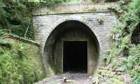 The east portal of Neidpath Tunnel on 8 June 2008, a short distance along the trackbed west from the site of the former Peebles Caledonian station (closed 1950). Wooden gates once sealed the entrance to the tunnel but these were removed some time ago.<br><br>[John Furnevel 08/06/2008]