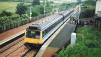 117 308 stands at Rosyth in June 1997 on an outer circle service.<br><br>[David Panton /06/1997]