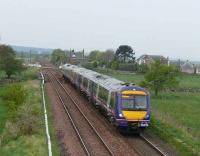 A 5 car 170/158 combination heads north past Forteviot on 9 May 2008 with a Glasgow - Inverness service.<br><br>[Brian Forbes 09/05/2008]