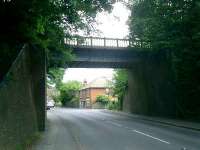 <B>Wickham</B> - Bridge over the A334 at Wickham on the Meon Valley line, Hampshire, closed in 1955.<br><br>[Alistair MacKenzie 15/06/2008]