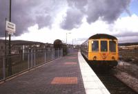 DMU at Aberdare in 1982 preparing for the journey back down the valley to Cardiff.<br><br>[Ian Dinmore //1982]