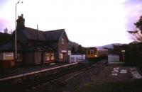 The last down train of the day calls at Tal-Y-Cafn on 8 May 1990 in fading sunlight with a Llandudno Junction - Blaenau Ffestiniog service.<br><br>[Ian Dinmore 08/05/1990]