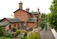 Approach to Annan station in May 2008 from the steps linking the forecourt and Station Road.<br><br>[John Furnevel 21/05/2008]