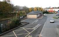 The modern day terminus at Bishop Auckland on Sunday morning 4 November 2007 looking northwest over the parking area and road approaches. Nowadays a single line platform handles the Northern Rail service to Saltburn via Darlington and Middlesbrough with the former Wearhead branch line running straight through alongside. The surrounding area has been given over to retail developments, car parks and road improvements.   <br><br>[John Furnevel 04/11/2007]