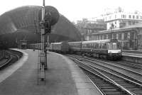 Looking back towards the great roof of St Enoch station on 26 June 1966, last day of operations.<br><br>[Colin Miller 26/06/1966]