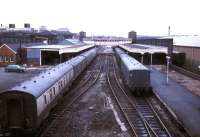 Following closure to passengers in early 1972, the former Wolverhampton Low Level station is seen in its new role in March 1979 having been converted for use as a parcels depot. [see image 29912]<br><br>[Ian Dinmore 08/03/1979]