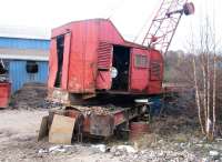 An out-of-use rail mounted crane stands in the scrapyard of R M Supplies, Inverkeithing, on 28 March. [Access by kind permission of RMS.]<br><br>[Grant Robertson 28/03/2008]