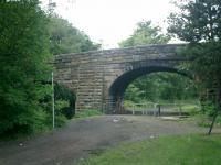 Blane Valley - Road bridge over both Blane Valley line and Glazert Water looking W from site of Lennoxtown Station.<br><br>[Alistair MacKenzie 15/07/2008]