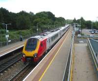 A northbound Cross Country Voyager arrives at Tiverton Parkway station on 28 June 2008.<br>
<br><br>[John McIntyre 28/06/2008]