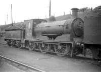 Class J36 0-6-0 65253 on shed at Dunfermline circa 1958. This locomotive actually carried the name <I>Joffre</I>. Unfortunately, as was often the case with named J36s, the painted lettering has, on this occasion, disappeared from the locomotives splasher.<br><br>[Robin Barbour Collection (Courtesy Bruce McCartney) //1958]