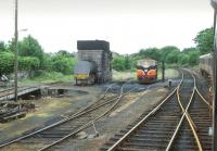 Passing the diesel refuelling facilities at Sligo shed in 1993.<br><br>[Bill Roberton //1993]