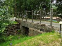 Satelite dishes attached to a culvert at the remains of Luib station now known as the Glen Dochart Caravan Park. From here the Line climbed to Killin Junction for four miles mostly on a gradient of 1 in 69.<br><br>[John Gray 23/07/2008]