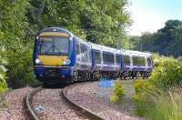 170 427 on an Aberdeen - Glasgow service enters the single line section prior to crossing the Tay Viaduct at Perth on 24 July 2008. <br><br>[Bill Roberton 24/07/2008]