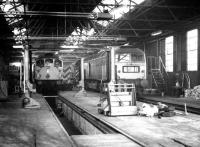 Locomotives receiving attention at Haymarket MPD in late January 1970.<br><br>[John Furnevel 25/01/1970]