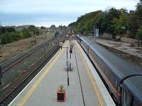 View looking north over the island platform at Berwick towards Edinburgh.<br><br>[Ewan Crawford //]