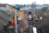 Looking north towards Merryton station. Embankment preparation continues.<br><br>[Ewan Crawford 27/03/2005]