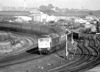 View south from Skelton Junction as 47407 leaves York with a Newcastle train in 1980.<br><br>[John Furnevel 23/07/1980]