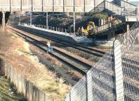 Construction work well advanced at the new Brunstane station in March 2002, some 3 months before opening.<br><br>[John Furnevel 13/03/2002]