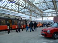 Last Blue Train waits in Helensburgh Central.<br><br>[Ewan Crawford 30/12/2002]