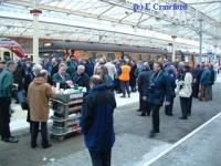 Send off for the last Blue Train at Helensburgh Central.<br><br>[Ewan Crawford 30/12/2002]