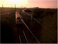 Train comes out of the sunset at Drem Junction heading for North Berwick.<br><br>[Ewan Crawford //]