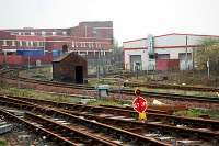 Hunslet Barclay works seen over the CCE sidings and Troon line at Kilmarnock. The view looks southeast.<br><br>[Ewan Crawford 03/04/2005]