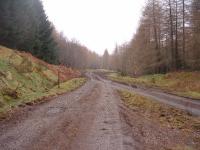 The former Killin Junction Station as viewed from the Callander line trackbed. The island platform is in the centre of the photo.<br><br>[John Gray 30/03/2005]