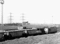 Looking north towards the Forth over the yard at Cockenzie power station in the summer of 1971. In the foreground 5303 stands with a train of empties, while 5304 is in the process of unloading in the background.<br><br>[John Furnevel 28/07/1971]