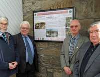 Photocall at Linlithgow on 17 February with (left to right) John McGregor, from Linlithgow Civic Trust, John Yellowlees, ScotRail<br>
external relations manager, John Aitken, chairman of Linlithgow Civic<br>
Trust, and railway author Harry Knox alongside the new commemorative plaque at Linlithgow station [see news item].<br><br>[First ScotRail 17/02/2012]