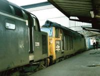 D299 prepares to remove a failed D424 from a northbound service at Carlisle in July 1970 having rescued the train earlier.<br><br>[John Furnevel 18/07/1970]