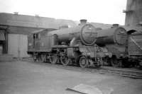 Gresley V3 2-6-2T no 67615 stands alongside 62685 <I>Malcolm Graeme</I> at Haymarket shed in April 1959.<br><br>[Robin Barbour Collection (Courtesy Bruce McCartney) 26/04/1959]