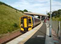 A Queen Street - Anniesland train formed by 158 707 <I>Far North Line</I> pauses at Kelvindale on 28 July. <br><br>[David Panton 28/07/2008]