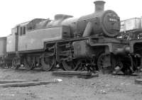 Stanier 2-6-2T 40151 stands abandoned amongst the various withdrawn locomotives at Hurlford shed in the summer of 1962.<br><br>[Colin Miller 12/08/1962]