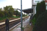 Waiting at Tavira station, Portugal, in October 2007.<br><br>[Don Smith /10/2007]