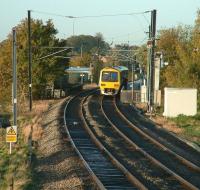 A Central Trains class 323 stands at Lichfield Trent Valley High Level station in October 2005. <br><br>[Don Smith /10/2005]